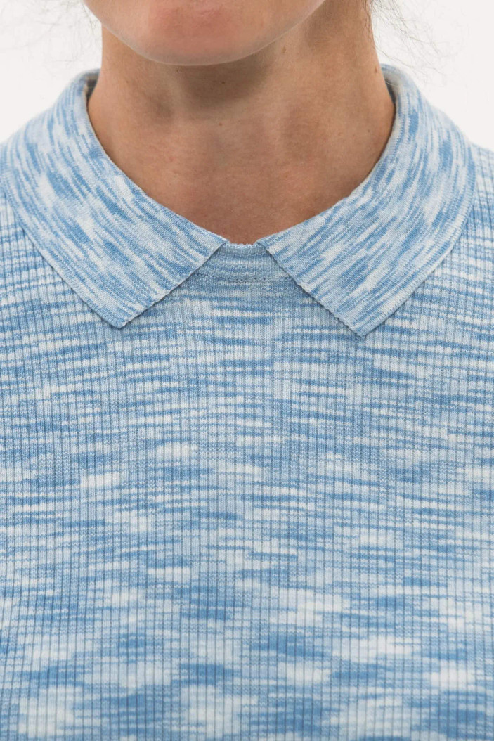 Foray Golf Space Dye Melange Blue Short Sleeve Polo