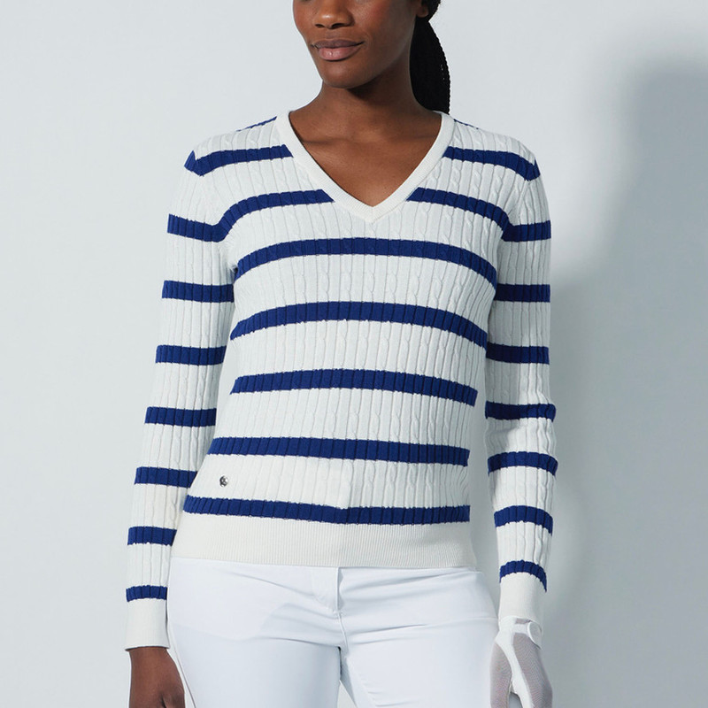 Daily Sports Power Blue/White Stripe Madelene Knit Sweater