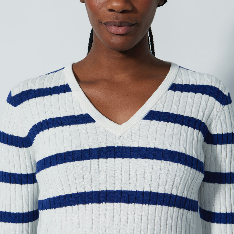 Daily Sports Power Blue/White Stripe Madelene Knit Sweater