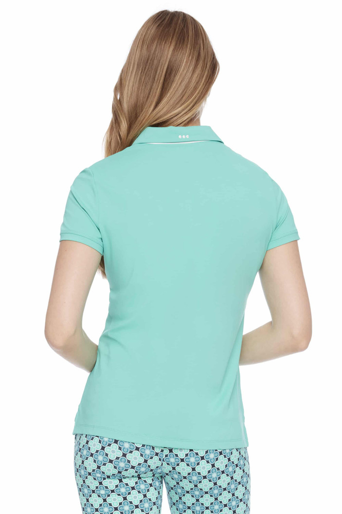 Swing Control Velocity Turquoise Contrast Short Sleeve Button Polo Swing Control Velocity Turquoise Contrast Short Sleeve Button Polo