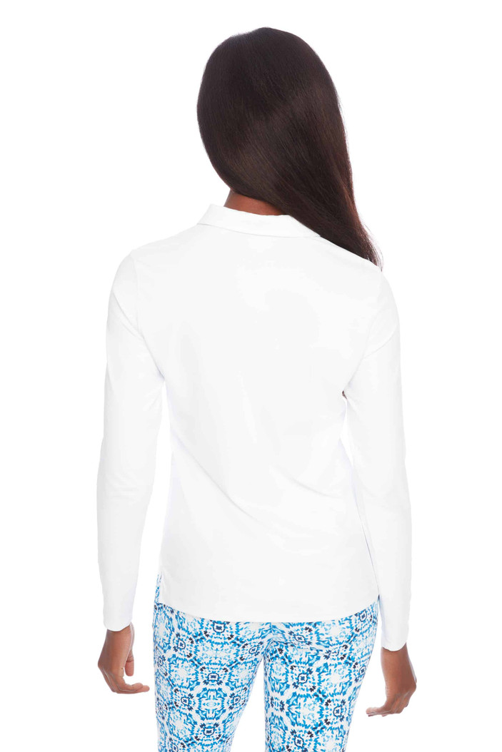 Swing Control Velocity Firework White Long Sleeve Polo Swing Control Velocity Firework White Long Sleeve Polo