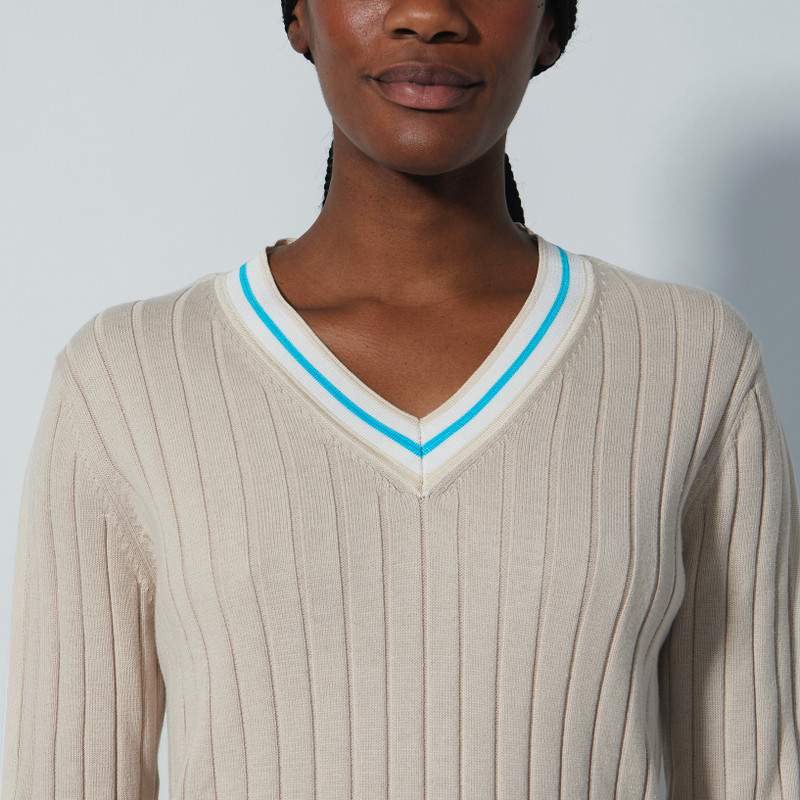 Daily Sports Mairi Raw Beige V-Neck Sweater
