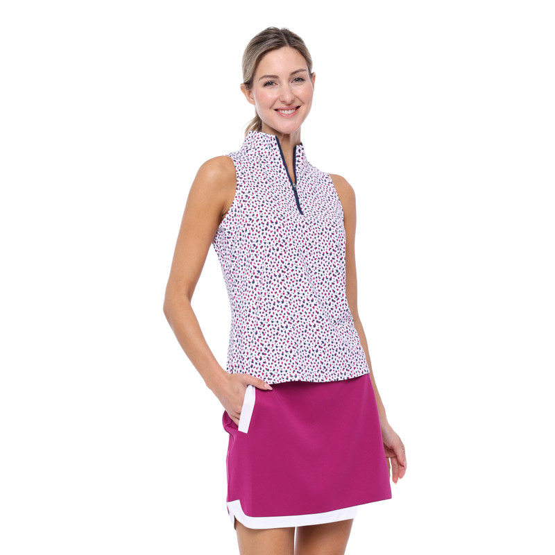 BelynKey Confetti Dot Cutaway Sleeveless Mock