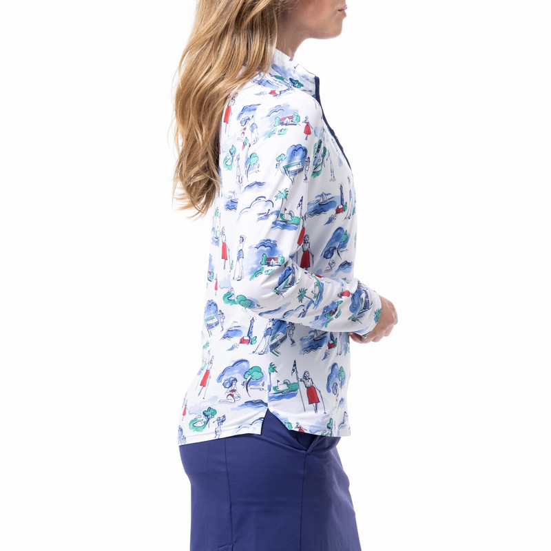 SanSoleil Club Life Navy SolCool Long Sleeve Mock