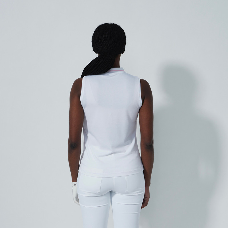 Daily Sports Match Yellow/Pink Color Block Sleeveless Polo Daily Sports Match Yellow/Pink Color Block Sleeveless Polo