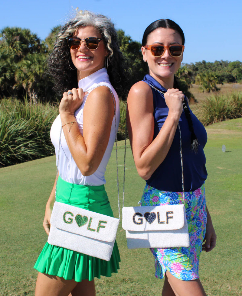 BOGA Beaddie Heart Golf Green Clutch