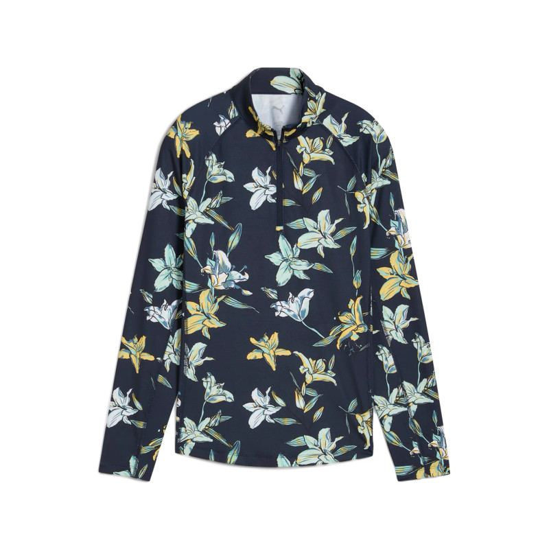 PUMA Lily Floral YouV Brrr 1/4 Zip Long Sleeve Cooling Mock PUMA Lily Floral YouV Brrr 1/4 Zip Long Sleeve Cooling Mock