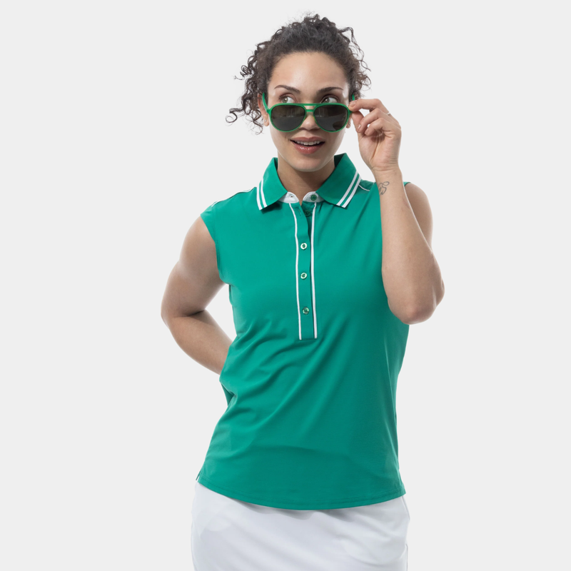 SanSoleil Tipped SolairCool Solid Sleeveless Polo [2026]