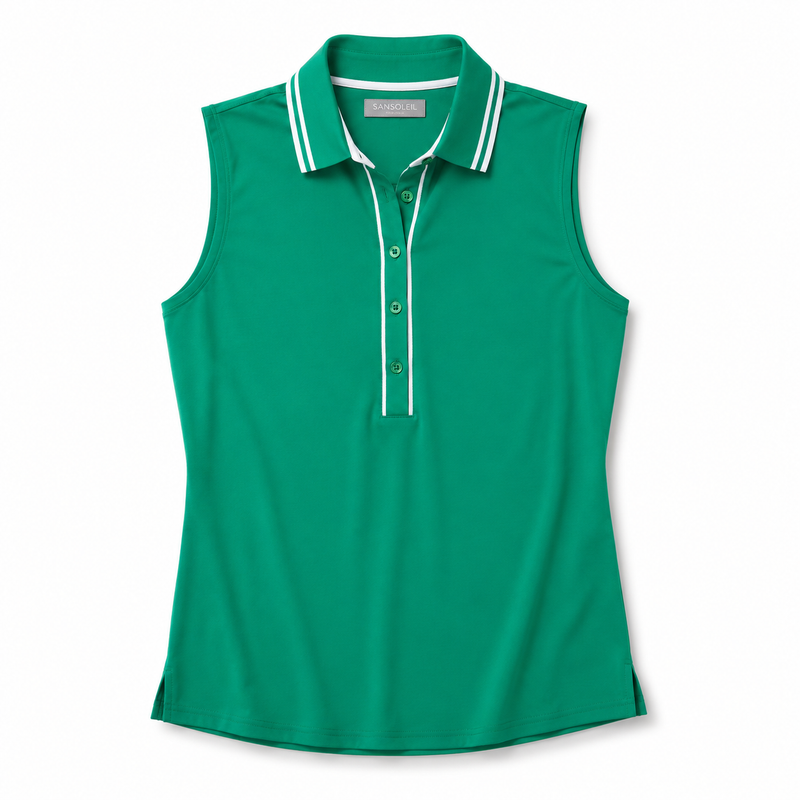SanSoleil Tipped SolairCool Solid Sleeveless Polo [2026]