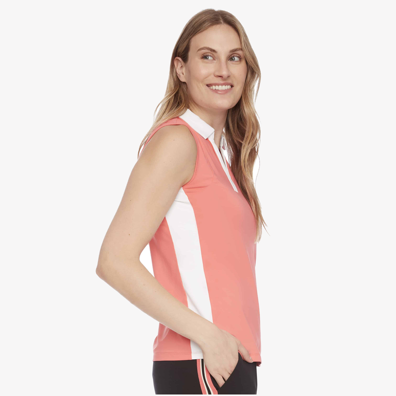 Swing Control Velocity Coral/White Contrast Sleeveless Top Swing Control Velocity Coral/White Contrast Sleeveless Top