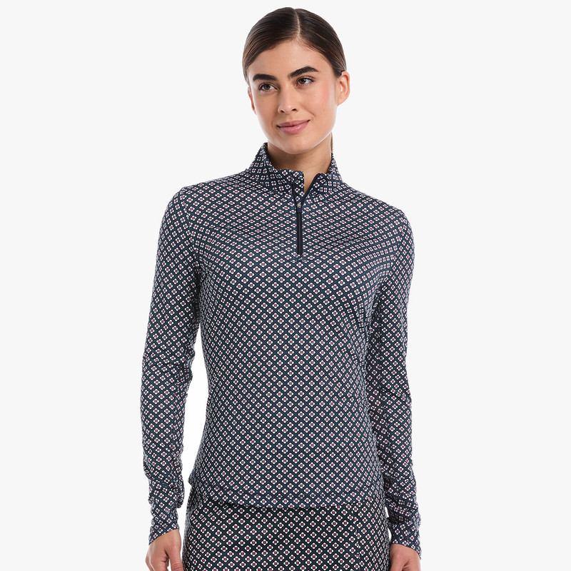 Womens Mini Geo Print Long Sleeve Golf Shirt Womens Mini Geo Print Long Sleeve Golf Shirt