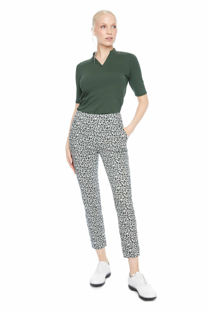 Swing Control Leaves Olive/White Techno Ankle Pant