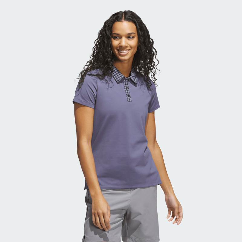 Adidas Gingham Preloved Violet Short Sleeve Polo Adidas Gingham Preloved Violet Short Sleeve Polo