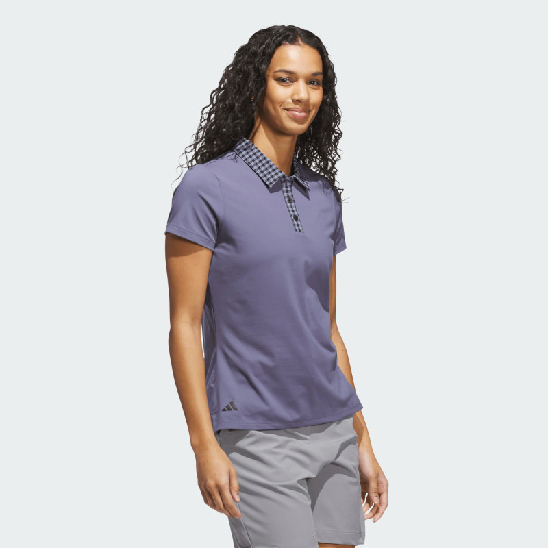 Adidas Gingham Preloved Violet Short Sleeve Polo Adidas Gingham Preloved Violet Short Sleeve Polo