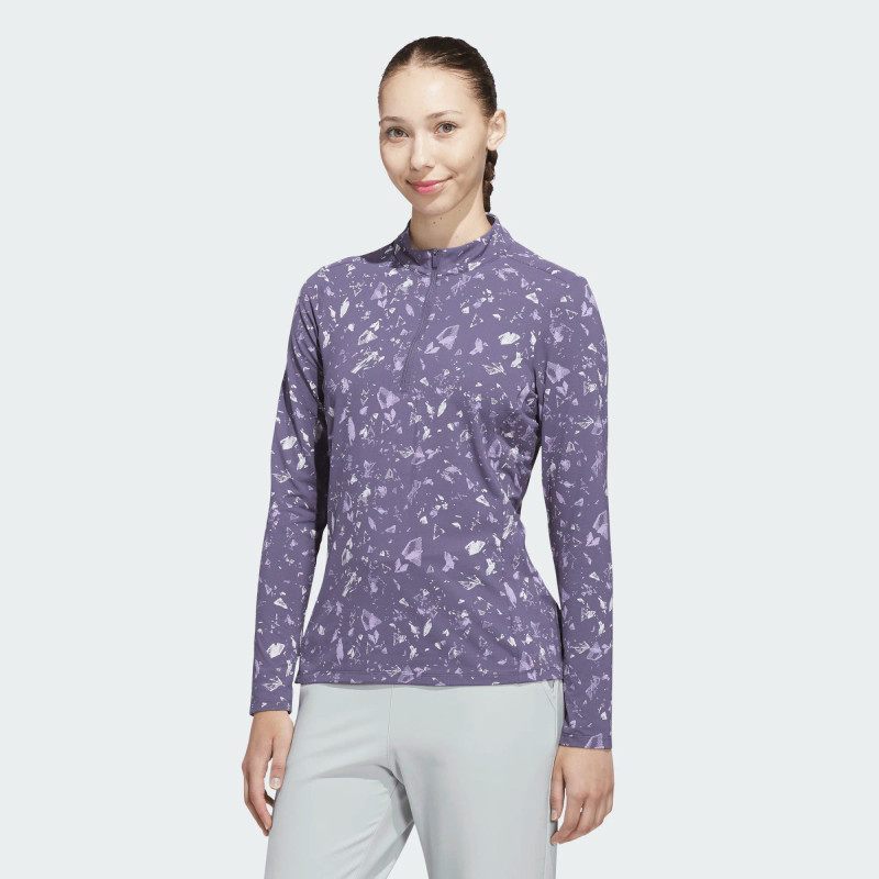 Adidas Ultimate365 Preloved Violet Printed Quarter Zip Mock Adidas Ultimate365 Preloved Violet Printed Quarter Zip Mock