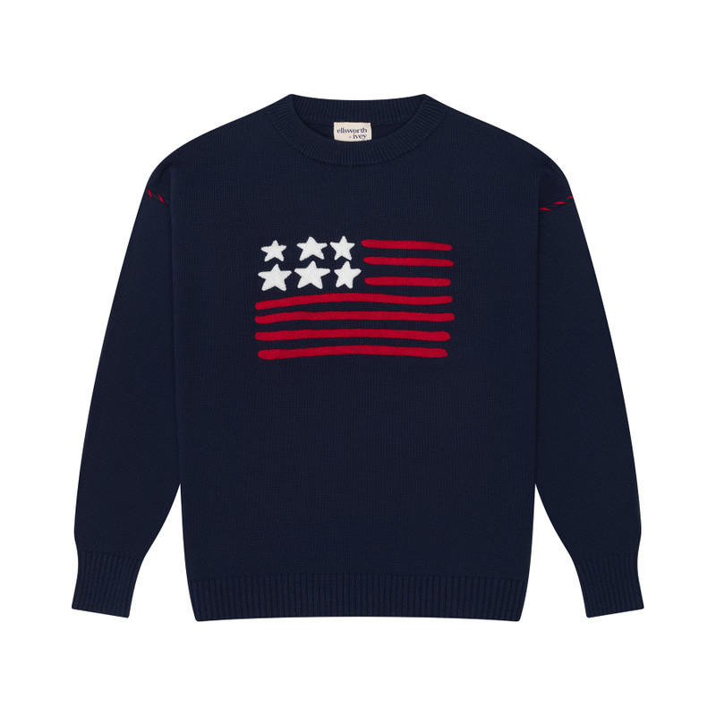 Ellsworth+Ivey Riley American Flag Crewneck Sweater Ellsworth+Ivey Riley American Flag Crewneck Sweater