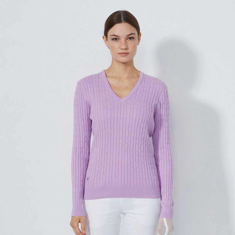 Daily Sports Madelene Cable Knit V-Neck Sweater