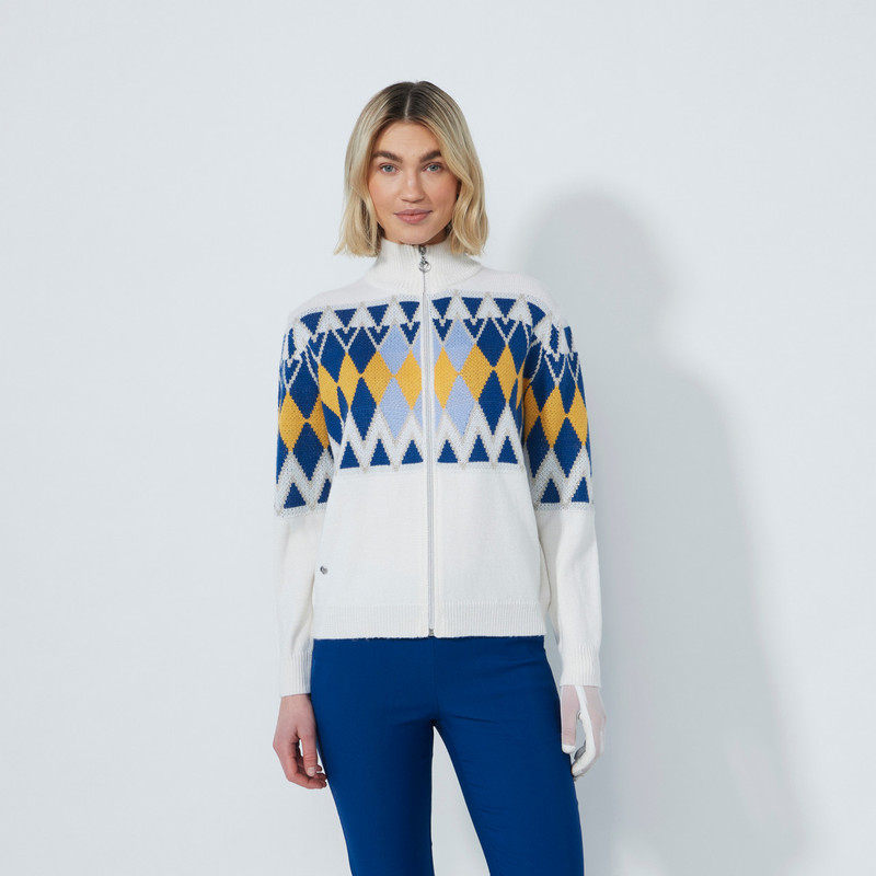 Daily Sports Argyle Bering Sea/Solar Cardigan Sweater