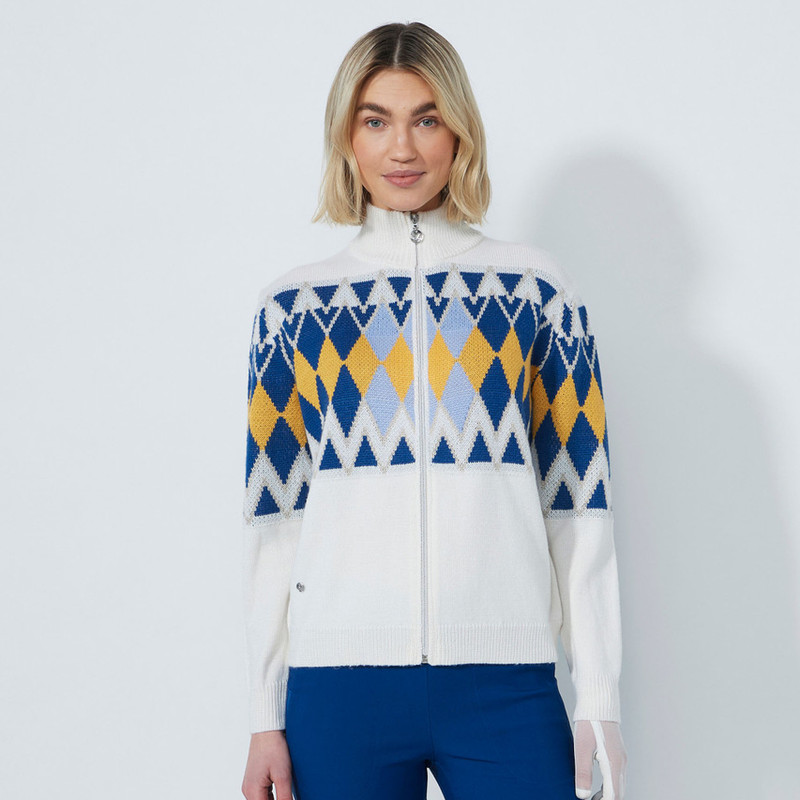 Daily Sports Argyle Bering Sea/Solar Cardigan Sweater Daily Sports Argyle Bering Sea/Solar Cardigan Sweater