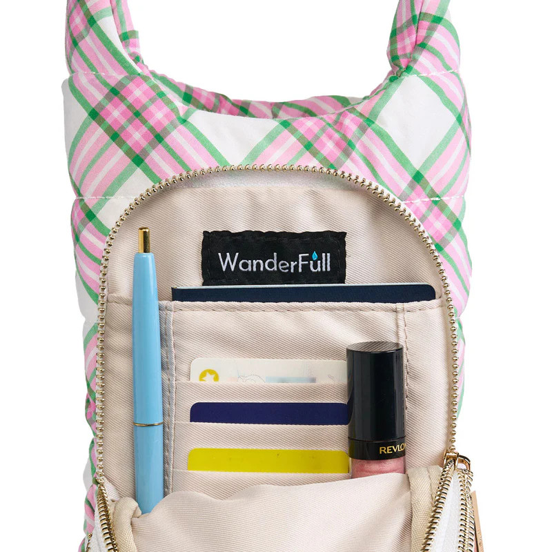Wanderfull Pink & Green Plaid HydroBag® with Strap