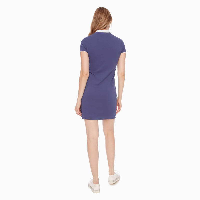 Swing Control Pique Skipper Blue Short Sleeve Polo Dress