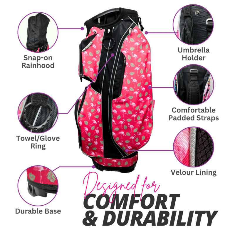 Taboo Golf Pink Flamingos 14-Way Lightweight Cart Bag