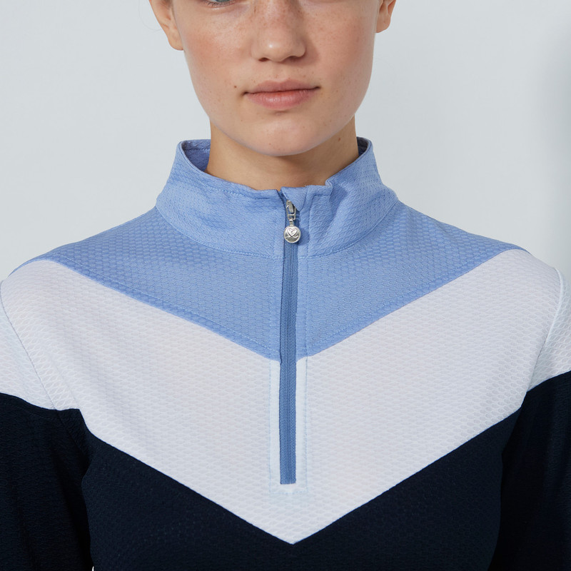 Daily Sports Dark Navy Block Long Sleeve Mock