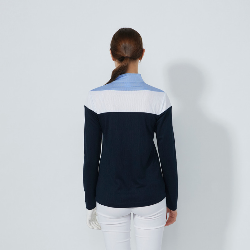 Daily Sports Dark Navy Block Long Sleeve Mock