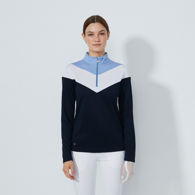 Daily Sports Dark Navy Block Long Sleeve Mock