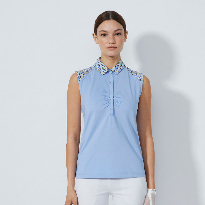 Daily Sports Blue Heron Gathered Sleeveless Polo