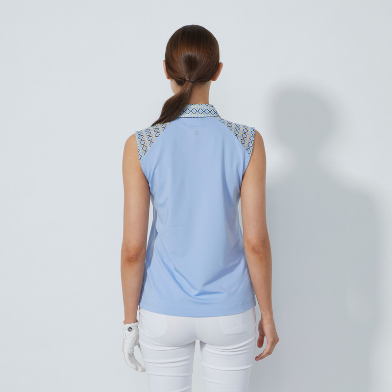Daily Sports Blue Heron Gathered Sleeveless Polo