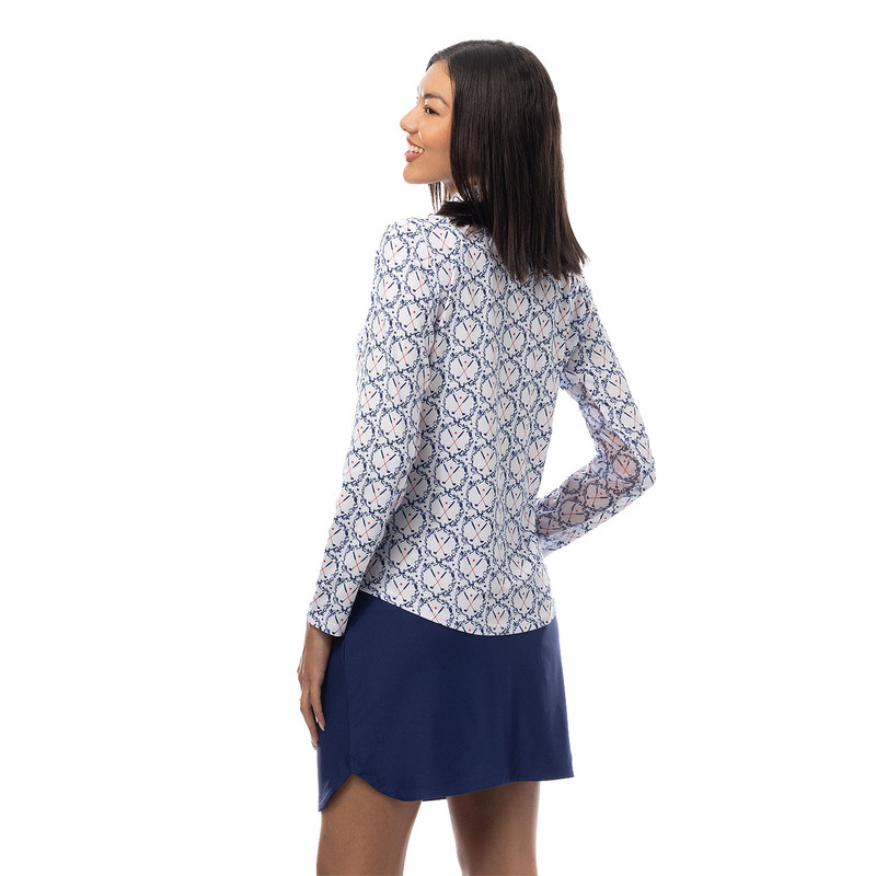 SanSoleil SolCool Golf Crest Navy/Red ¼ Zip Mock 