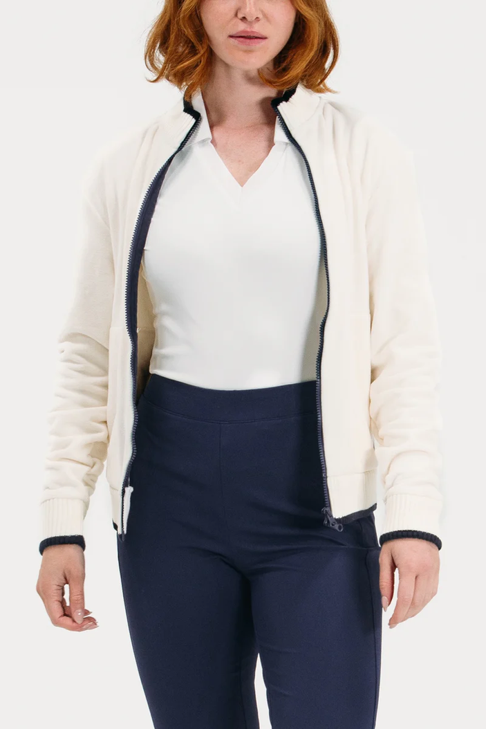 Foray Winter White/Navy Fleece Bomber