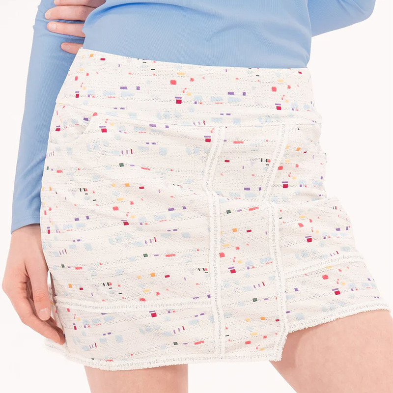 Foray Boucle Winter White Trimmed Skirt