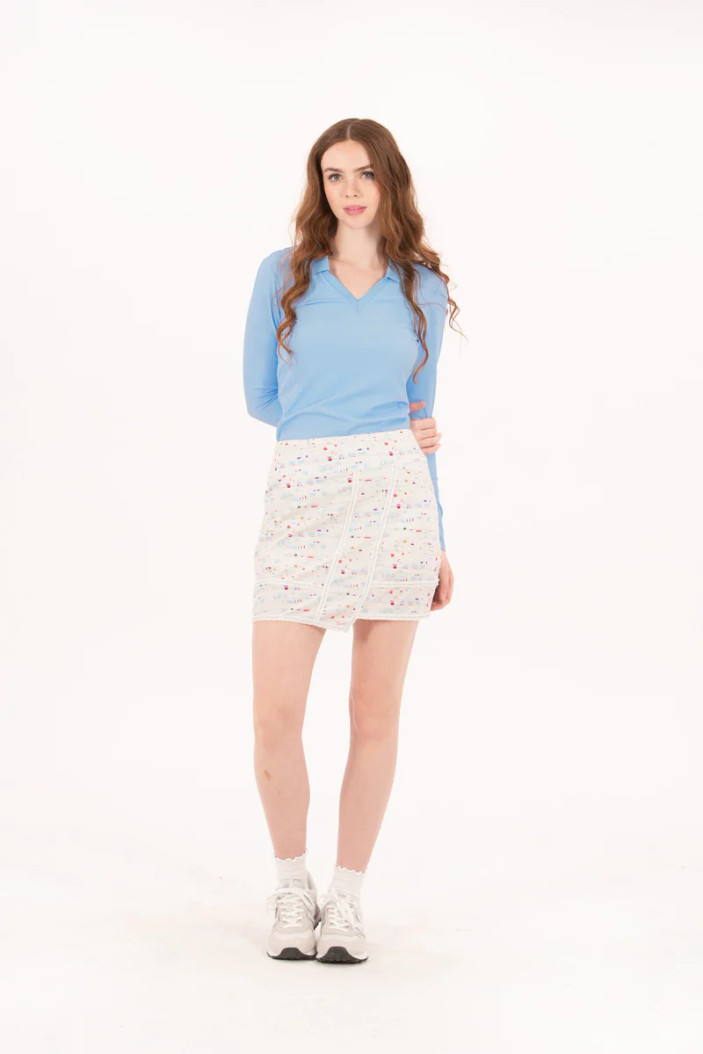 Foray Boucle Winter White Trimmed Skirt