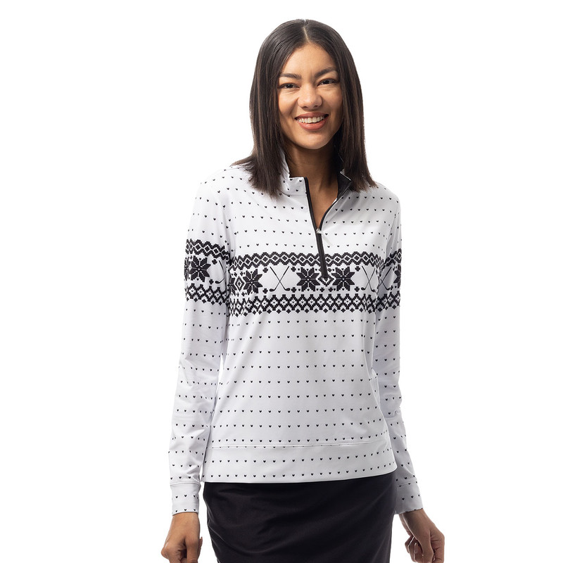 SanSoleil Fair Isle SolCool Quarter Zip Mock Neck