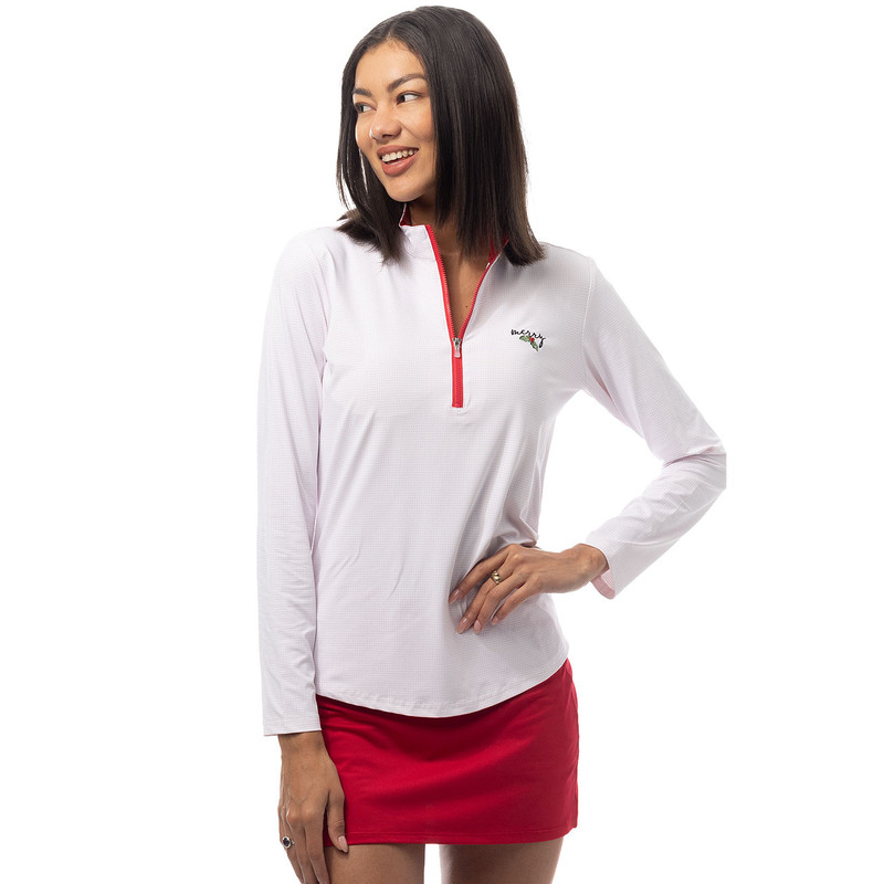 SanSoleil  Embroidered Merry Cool Ultra‑Mesh Zip Mock