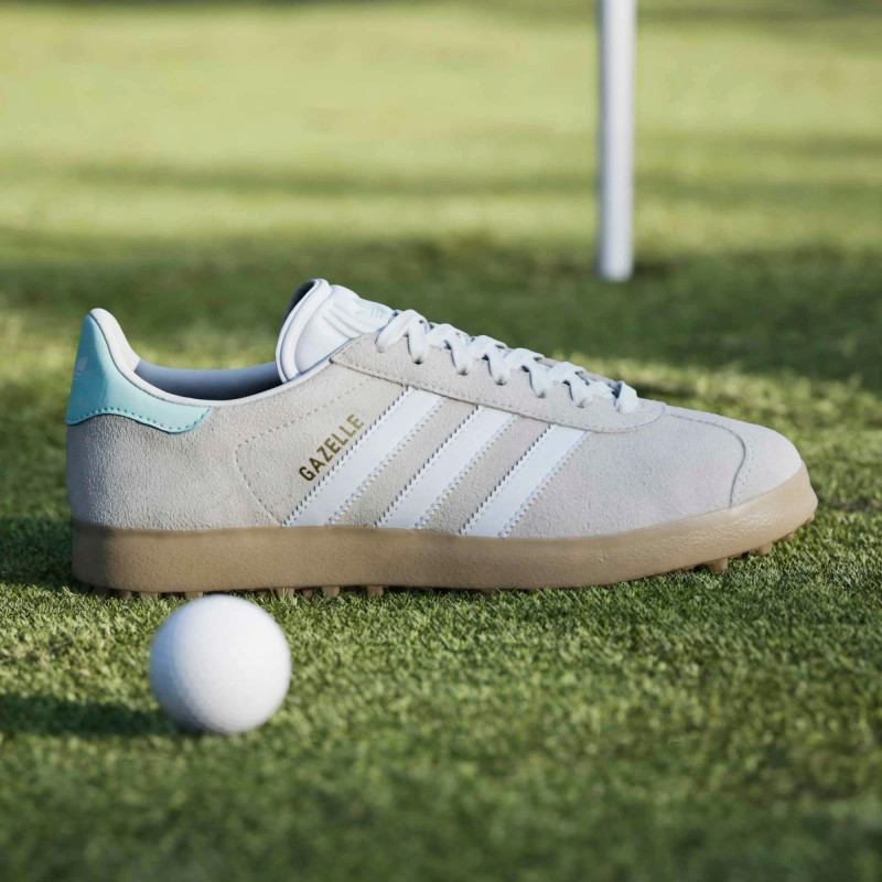 Adidas Gazelle Beige/Mint Spikeless Golf Shoe 