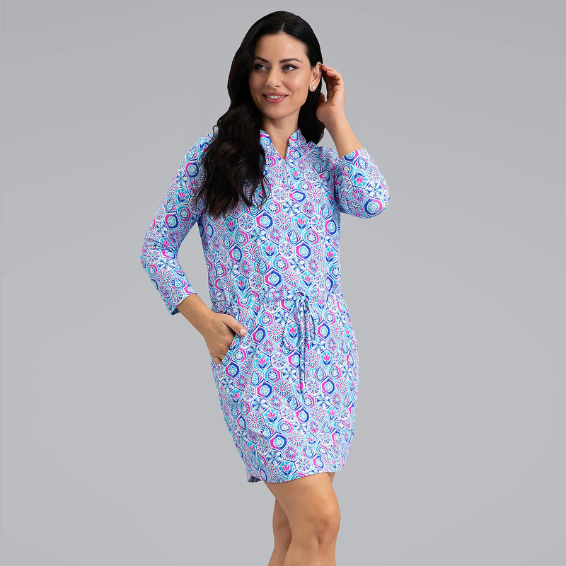 IBKUL Alexis 3/4 Sleeve Drawstring Dress