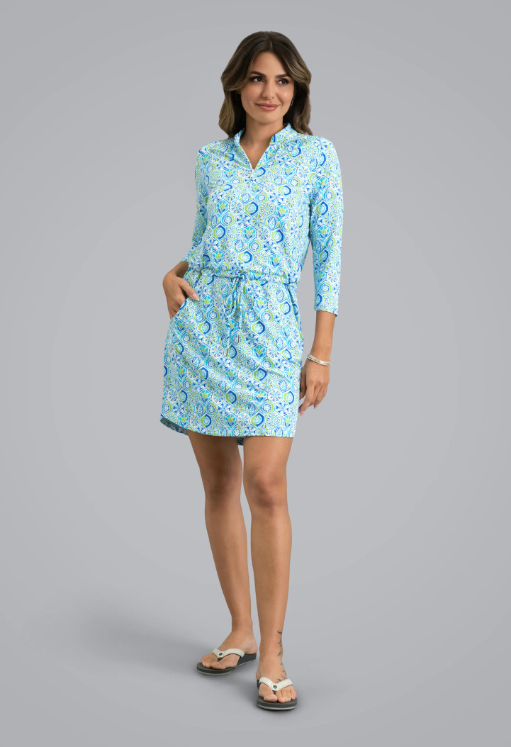 IBKUL Alexis 3/4 Sleeve Drawstring Dress