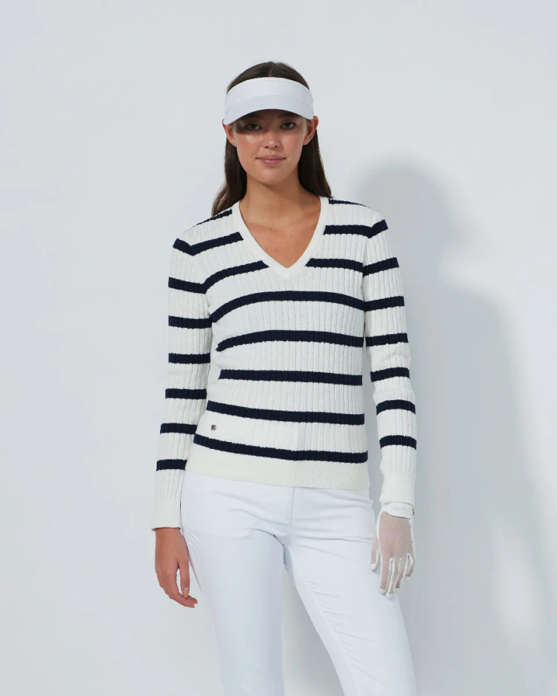 Daily Sports Madelene Navy White Stripe Sweater