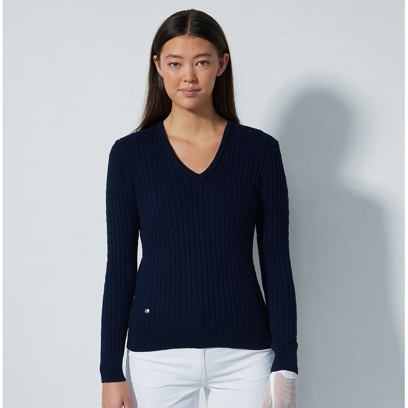 Daily Sports Madelene Cable Knit V-Neck Sweater {PS26]