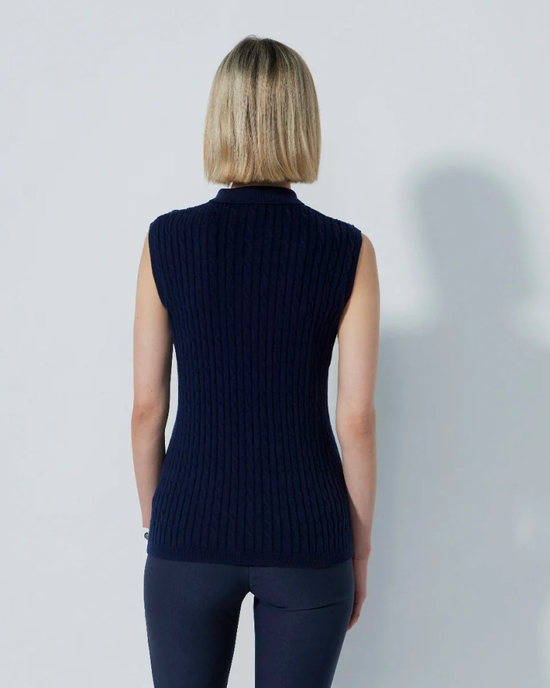Daily Sports Madelene Cable Knit Sleeveless Polo {PS26]