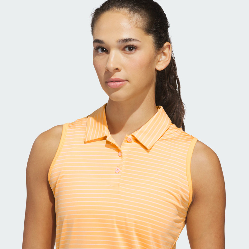 Adidas Performance Stripe Semi Ice Tangerine Sleeveless Polo [SS26]
