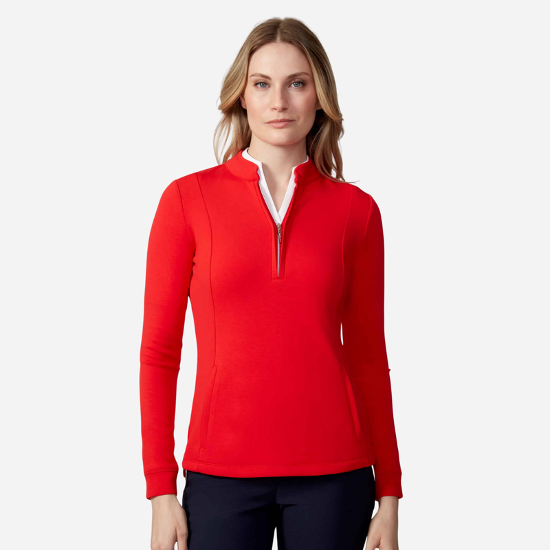 Swing Control Solid Long Sleeve Zippered Scuba Pullover