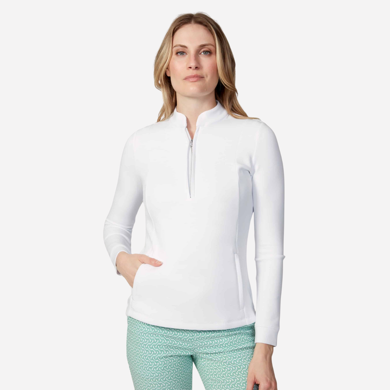 Swing Control Solid Long Sleeve Zippered Scuba Pullover