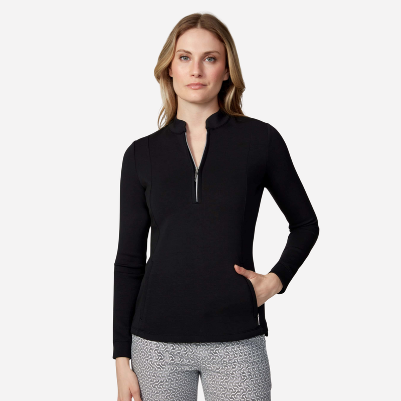 Swing Control Solid Long Sleeve Zippered Scuba Pullover