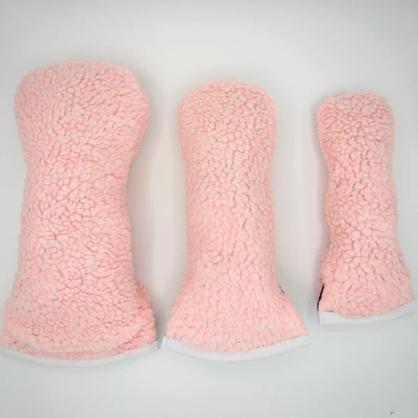 Just4Golf Sherpa Pink Headcovers With Pom