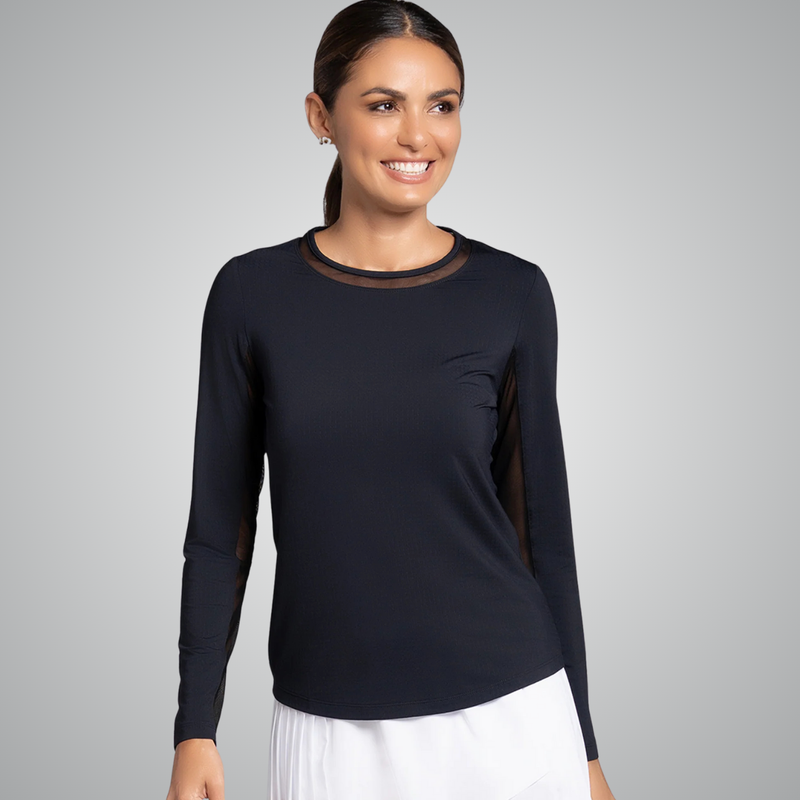 IBKUL Solid Long Sleeve Mesh Crewneck [2026]