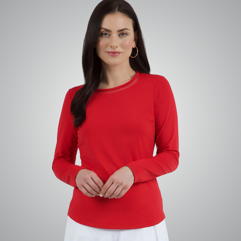 IBKUL Solid Long Sleeve Mesh Crewneck [2026]